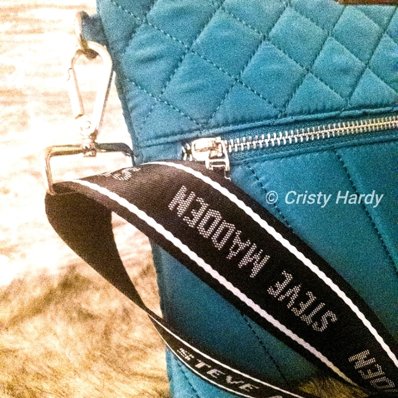 Steve Madden Village Quilted Teal Blue Green Nylon Crossbody Handbag Purse NWT - Picture 2 of 3
